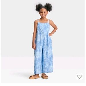 Cat & Jack | Girls Blue Relaxed Fit Jumpsuit | Coastal Flowy Everyday Fit